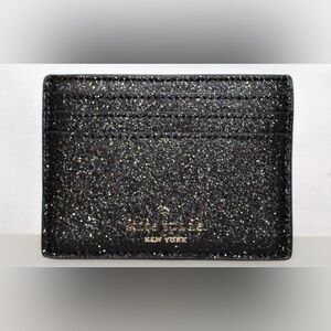 NWT Kate Spade Sparkling Black Card Holder Glimmer